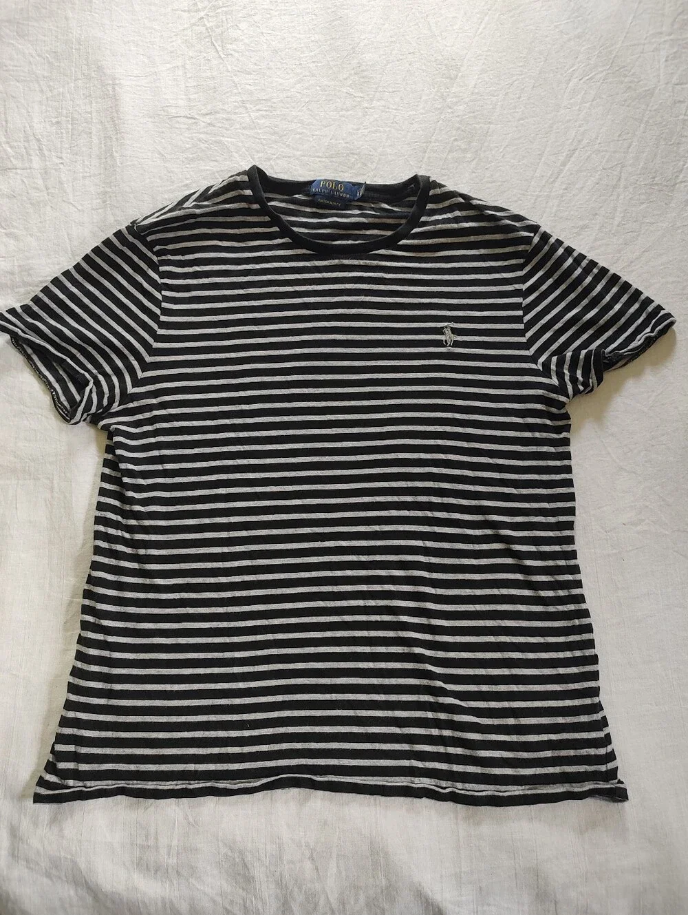 Polo by Ralph Lauren Men's Black White Stripe Crewneck T-Shirt